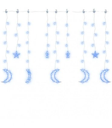vidaXL Star and Moon Fairy Lights Remote Control 138 LED Blue