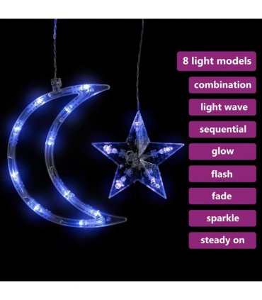 vidaXL Star and Moon Fairy Lights Remote Control 138 LED Blue
