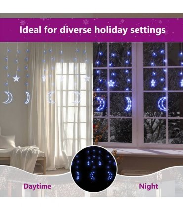 vidaXL Star and Moon Fairy Lights Remote Control 138 LED Blue