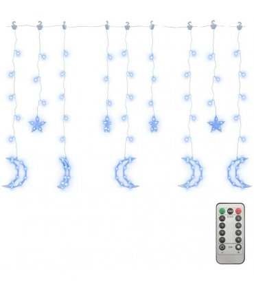 vidaXL Star and Moon Fairy Lights Remote Control 138 LED Blue