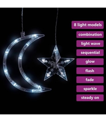 vidaXL Star and Moon Fairy Lights Remote Control 345 LED Cold White