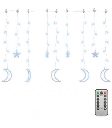 vidaXL Star and Moon Fairy Lights Remote Control 345 LED Cold White