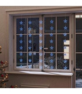 vidaXL LED Star Curtain Fairy Lights 200 LED Blue 8 Function