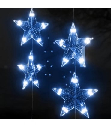 vidaXL LED Star Curtain Fairy Lights 200 LED Blue 8 Function