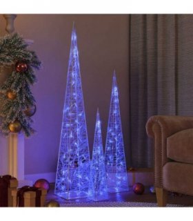 vidaXL Acrylic Decorative LED Light Cone Set Blue 60/90/120cm
