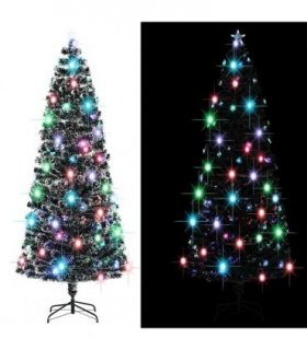 vidaXL Pre-lit Christmas Tree Green and White 240 cm Fibre Optic