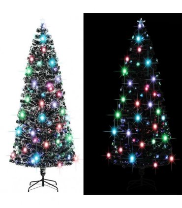 vidaXL Pre-lit Christmas Tree Green and White 240 cm Fibre Optic
