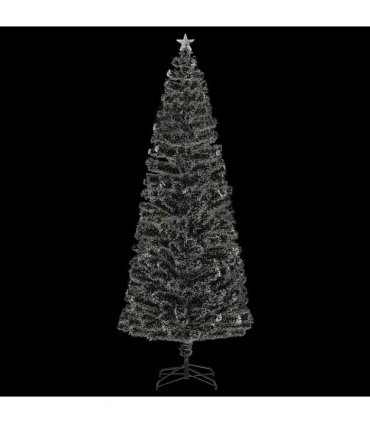 vidaXL Pre-lit Christmas Tree Green and White 240 cm Fibre Optic