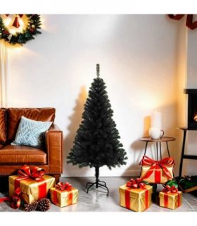 vidaXL Artificial Christmas Tree with Stand Black 120 cm PVC