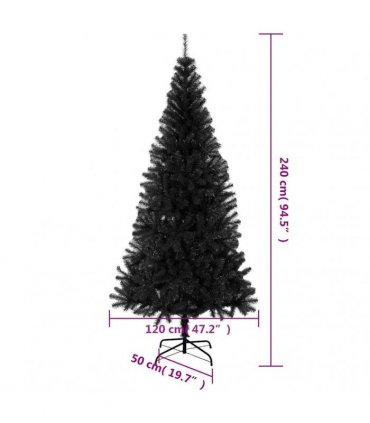 vidaXL Artificial Christmas Tree with Stand Black 240 cm PVC