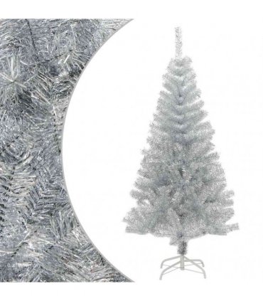 vidaXL Artificial Christmas Tree with Stand Silver 120 cm PET