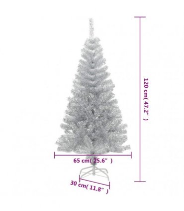 vidaXL Artificial Christmas Tree with Stand Silver 120 cm PET
