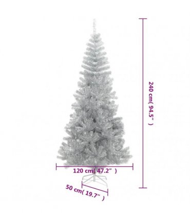 vidaXL Artificial Christmas Tree with Stand Silver 240 cm PET