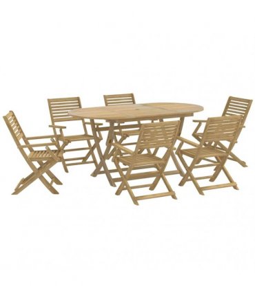 vidaXL 7 Piece Garden Dining Set Solid Wood Acacia