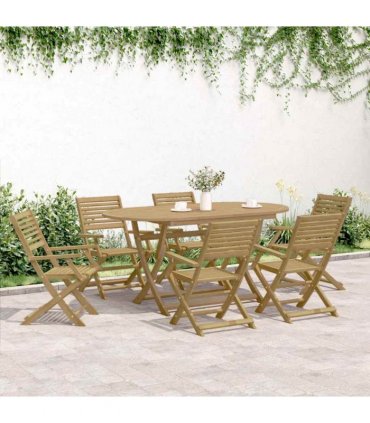 vidaXL 7 Piece Garden Dining Set Solid Wood Acacia