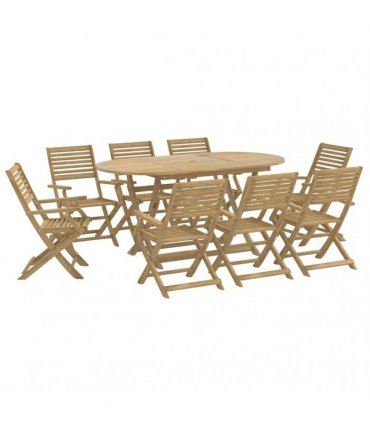 vidaXL 9 Piece Garden Dining Set Solid Wood Acacia