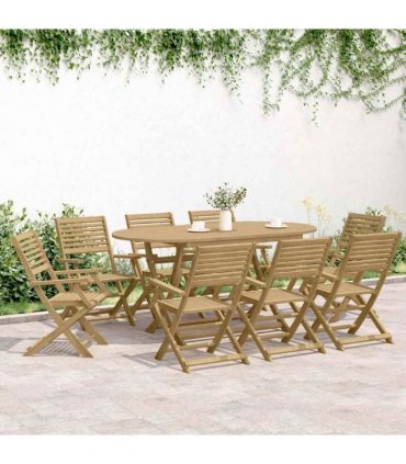 vidaXL 9 Piece Garden Dining Set Solid Wood Acacia