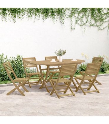 vidaXL 7 Piece Garden Dining Set Solid Wood Acacia