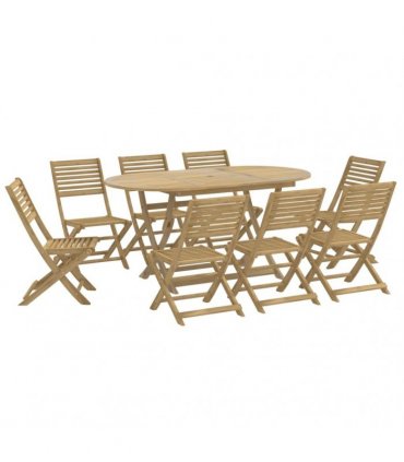 vidaXL 9 Piece Garden Dining Set Solid Wood Acacia