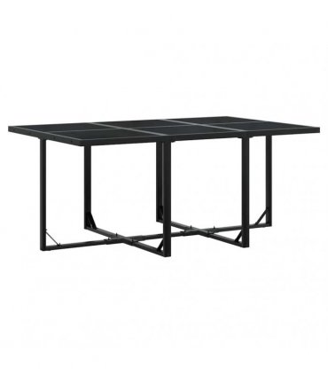 vidaXL 7 Piece Garden Dining Set with Cushions Black Poly Rattan