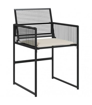 vidaXL 7 Piece Garden Dining Set with Cushions Black Poly Rattan