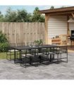 vidaXL 9 Piece Garden Dining Set with Cushions Black Poly Rattan