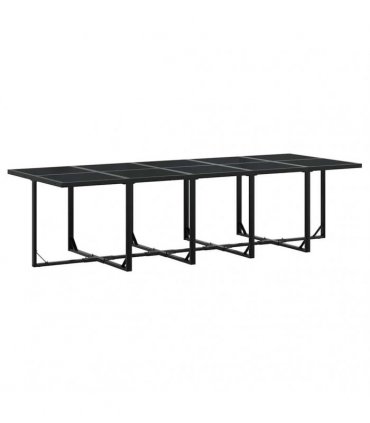 vidaXL 11 Piece Garden Dining Set with Cushions Black Poly Rattan