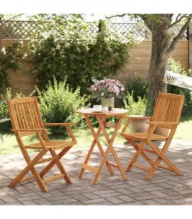 vidaXL 3 Piece Folding Bistro Set Solid Wood Acacia