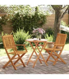 vidaXL 3 Piece Folding Bistro Set Solid Wood Acacia