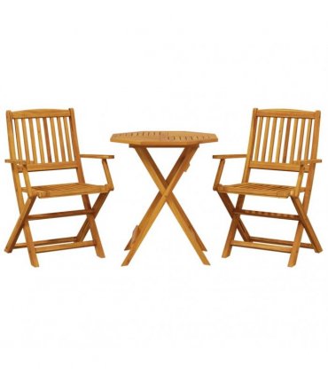vidaXL 3 Piece Folding Bistro Set Solid Wood Acacia