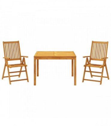 vidaXL 3 Piece Garden Dining Set Solid Wood Acacia