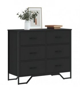 vidaXL Chest of Drawers Black 91x35,5x74,5 cm Engineered Wood