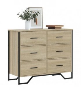 vidaXL Chest of Drawers Sonoma Oak 91x35,5x74,5 cm Engineered Wood