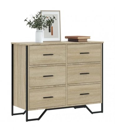 vidaXL Chest of Drawers Sonoma Oak 91x35,5x74,5 cm Engineered Wood