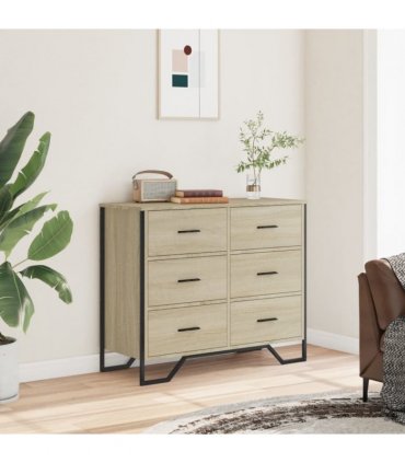 vidaXL Chest of Drawers Sonoma Oak 91x35,5x74,5 cm Engineered Wood