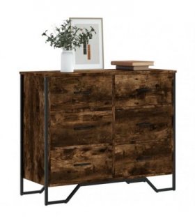 vidaXL Chest of Drawers Smoked Oak 91x35,5x74,5 cm Engineered Wood