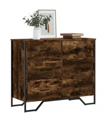 vidaXL Chest of Drawers Smoked Oak 91x35,5x74,5 cm Engineered Wood