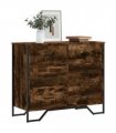vidaXL Chest of Drawers Smoked Oak 91x35,5x74,5 cm Engineered Wood