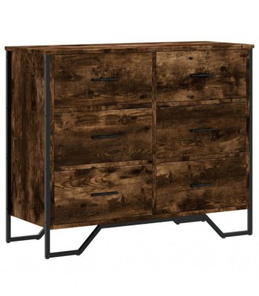 vidaXL Chest of Drawers Smoked Oak 91x35,5x74,5 cm Engineered Wood