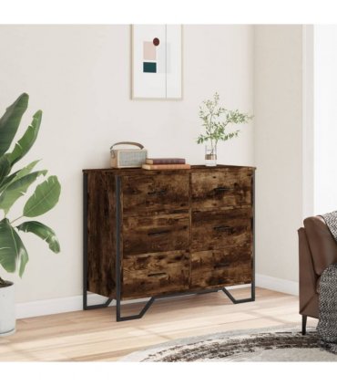 vidaXL Chest of Drawers Smoked Oak 91x35,5x74,5 cm Engineered Wood