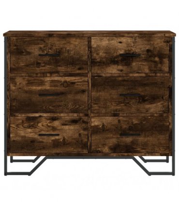 vidaXL Chest of Drawers Smoked Oak 91x35,5x74,5 cm Engineered Wood