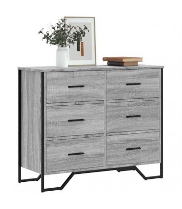 vidaXL Chest of Drawers Grey Sonoma 91x35,5x74,5 cm Engineered Wood