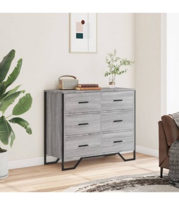 vidaXL Chest of Drawers Grey Sonoma 91x35,5x74,5 cm Engineered Wood