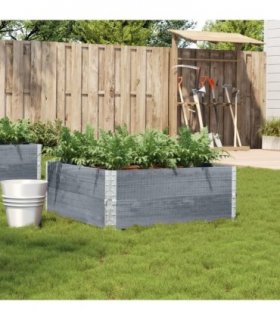 vidaXL Garden Planter Grey 100x100 cm Solid Wood Pine
