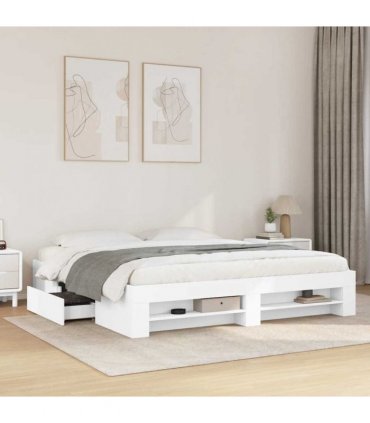 vidaXL Bed Frame without Mattress White 200x200 cm Engineered Wood