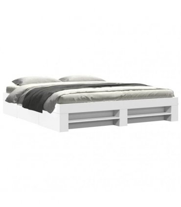 vidaXL Bed Frame without Mattress White 200x200 cm Engineered Wood