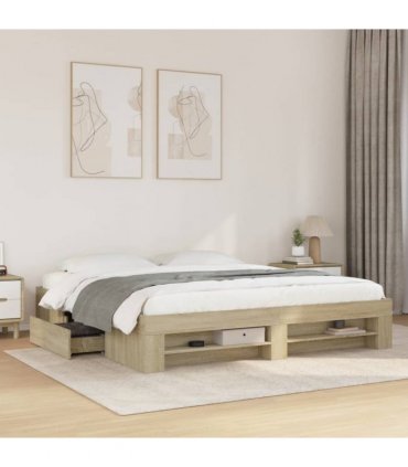 vidaXL Bed Frame without Mattress Sonoma Oak 200x200cm Engineered Wood