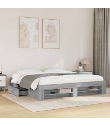 vidaXL Bed Frame without Mattress Grey Sonoma 180x200 cm