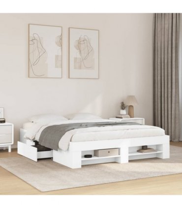 vidaXL Bed Frame without Mattress White 160x200 cm Engineered Wood