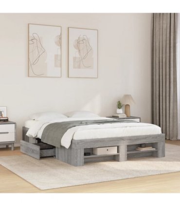 vidaXL Bed Frame without Mattress Grey Sonoma 120x200 cm